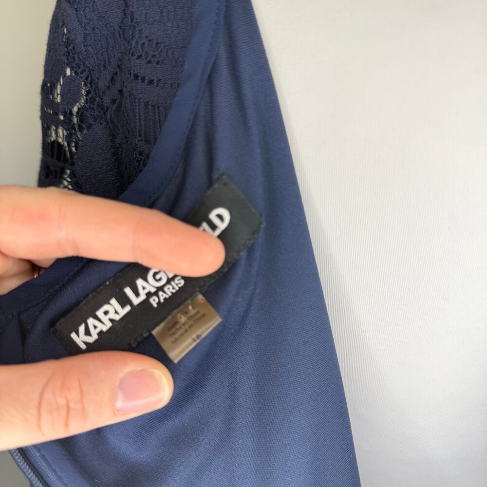 Karl Lagerfeld Navy Shift Dress | Size 16 - Picture 4 of 6
